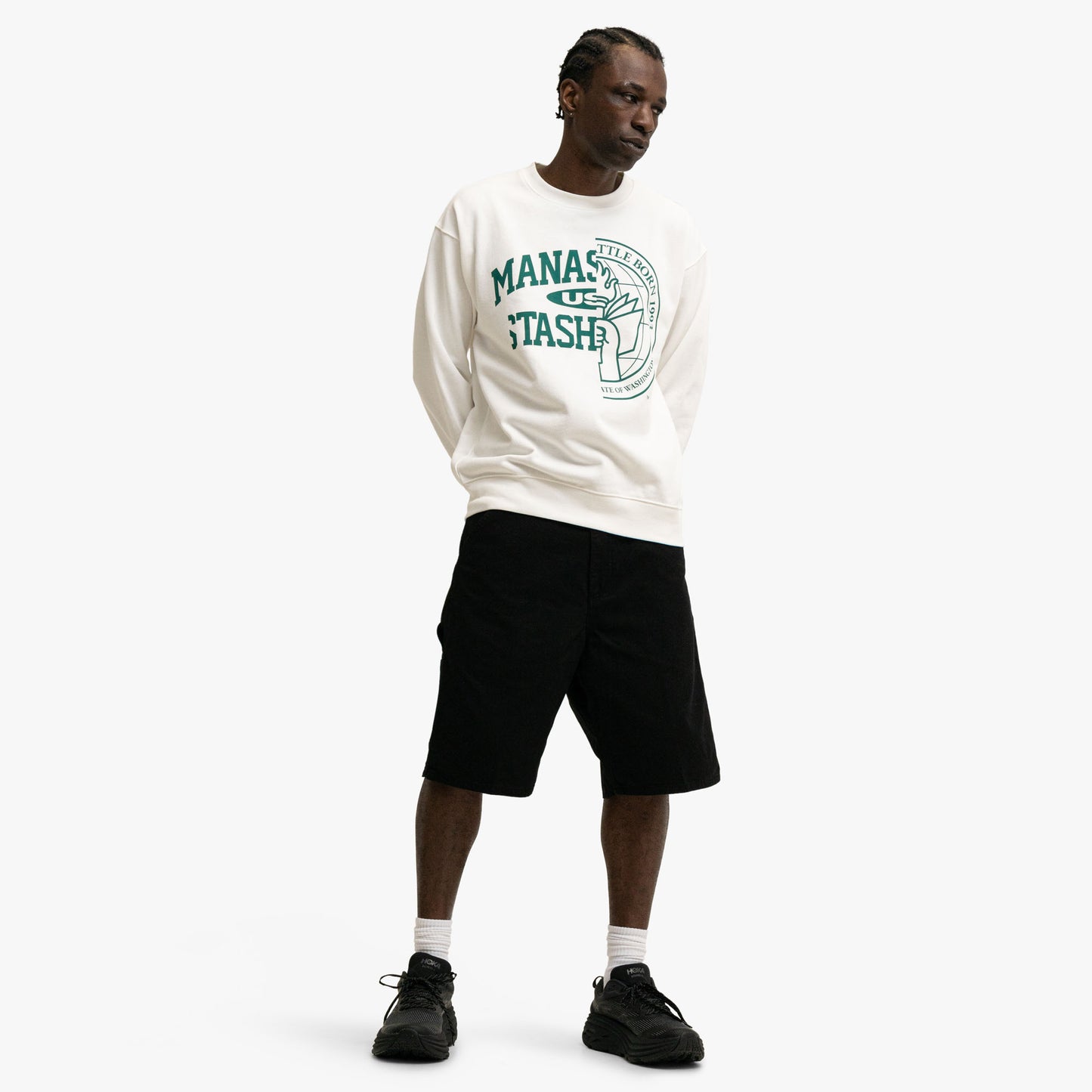 Manastash Collegiate Crewneck Blanc