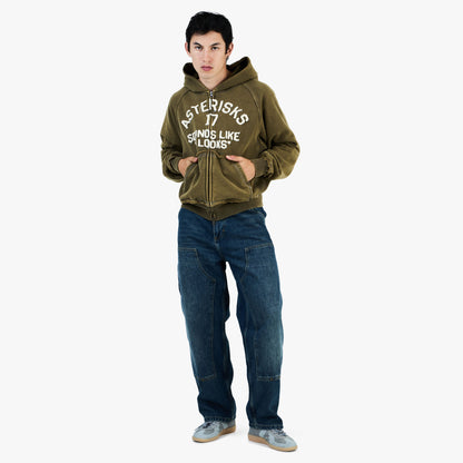 Adidem Asterisks Frayed Collegiate Hoodie / Dark Green