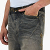 Adidem Asterisks Waxed Two-Tone Denim Rivet Shorts / Black 4