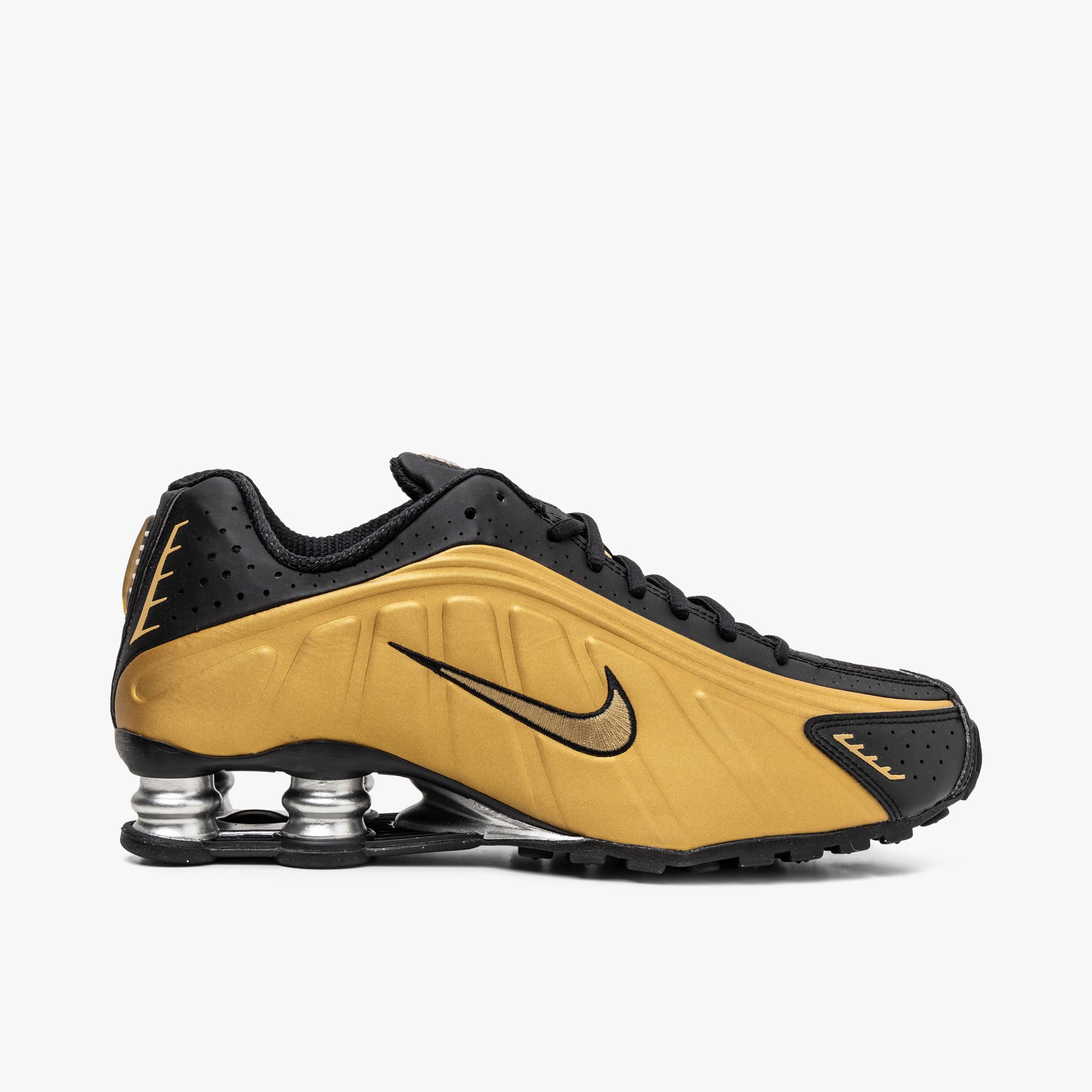 Nike Women s Shox R4 Black Metallic Gold Metallic Silver