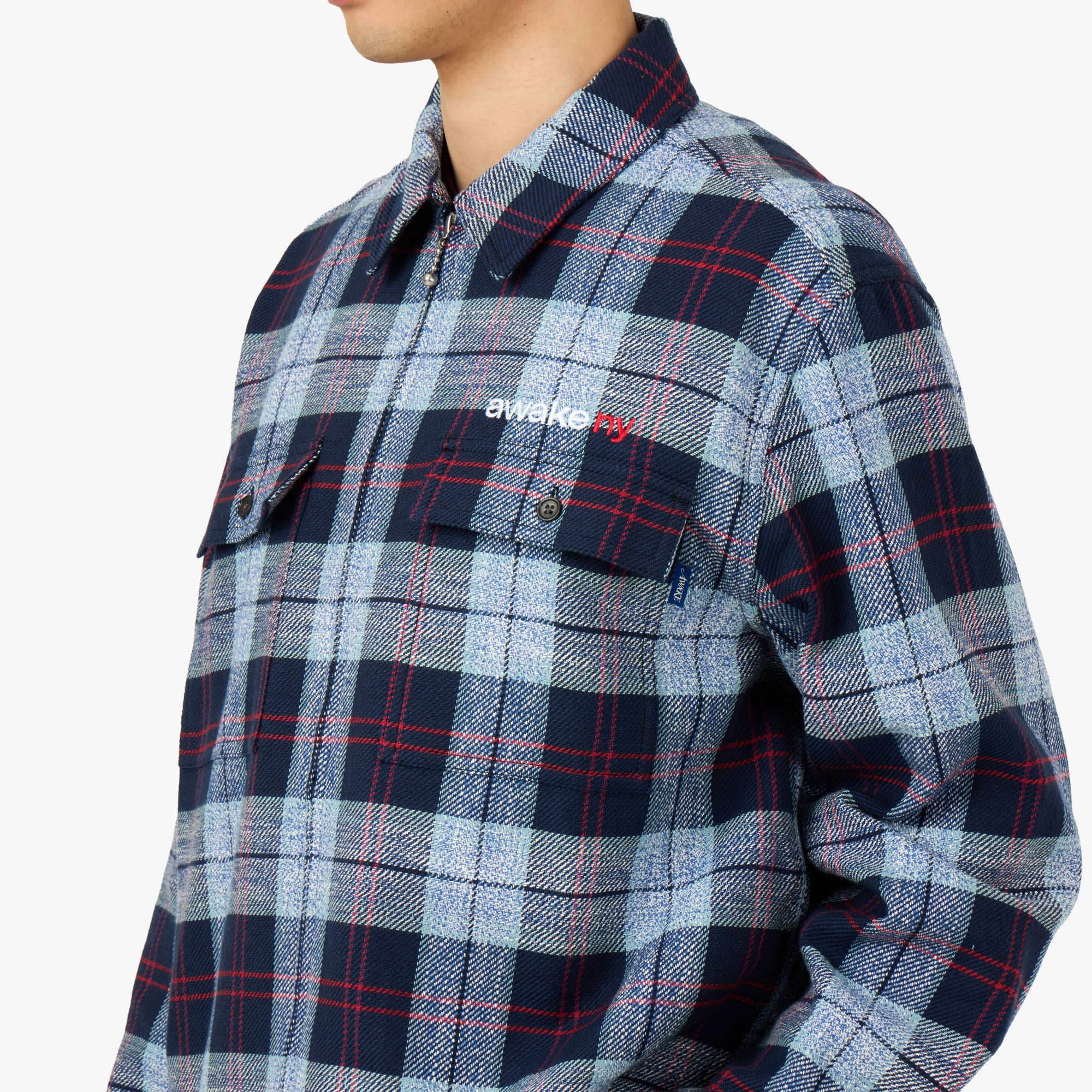 Awake NY Flannel Zip Shirt Blue | Livestock