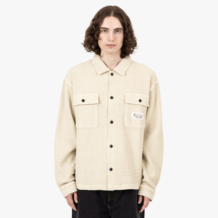 Brain Dead Chemise gaufrée à boutons sur le devant / Chocolat 1