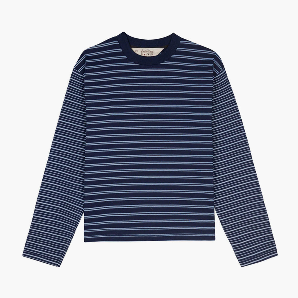 Brain Dead Multi Stripe L/S Mockneck / Indigo 1