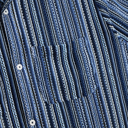 Brother Brother Shortsleeve Mesh Cabana Shirt / Blue Vert Stripe