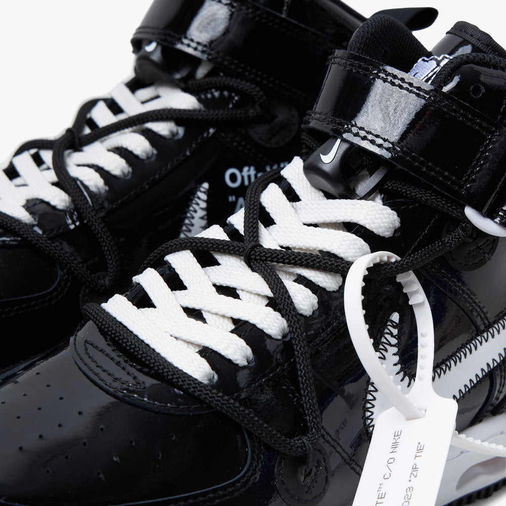 Nike Off-white Air Force 1 Mid Patent-leather Sneakers in Black for Men