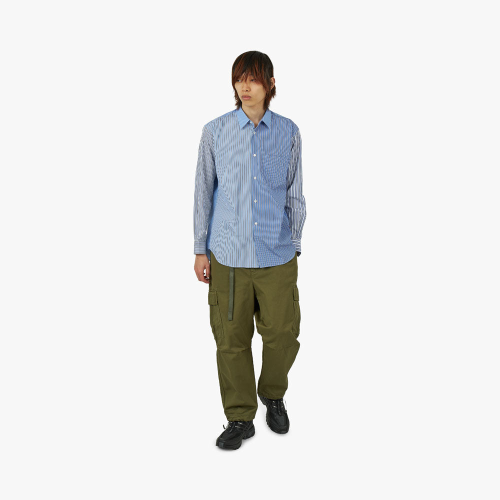 COMME des GARÇONS SHIRT Striped Poplin Shape 5 / Blue | Livestock
