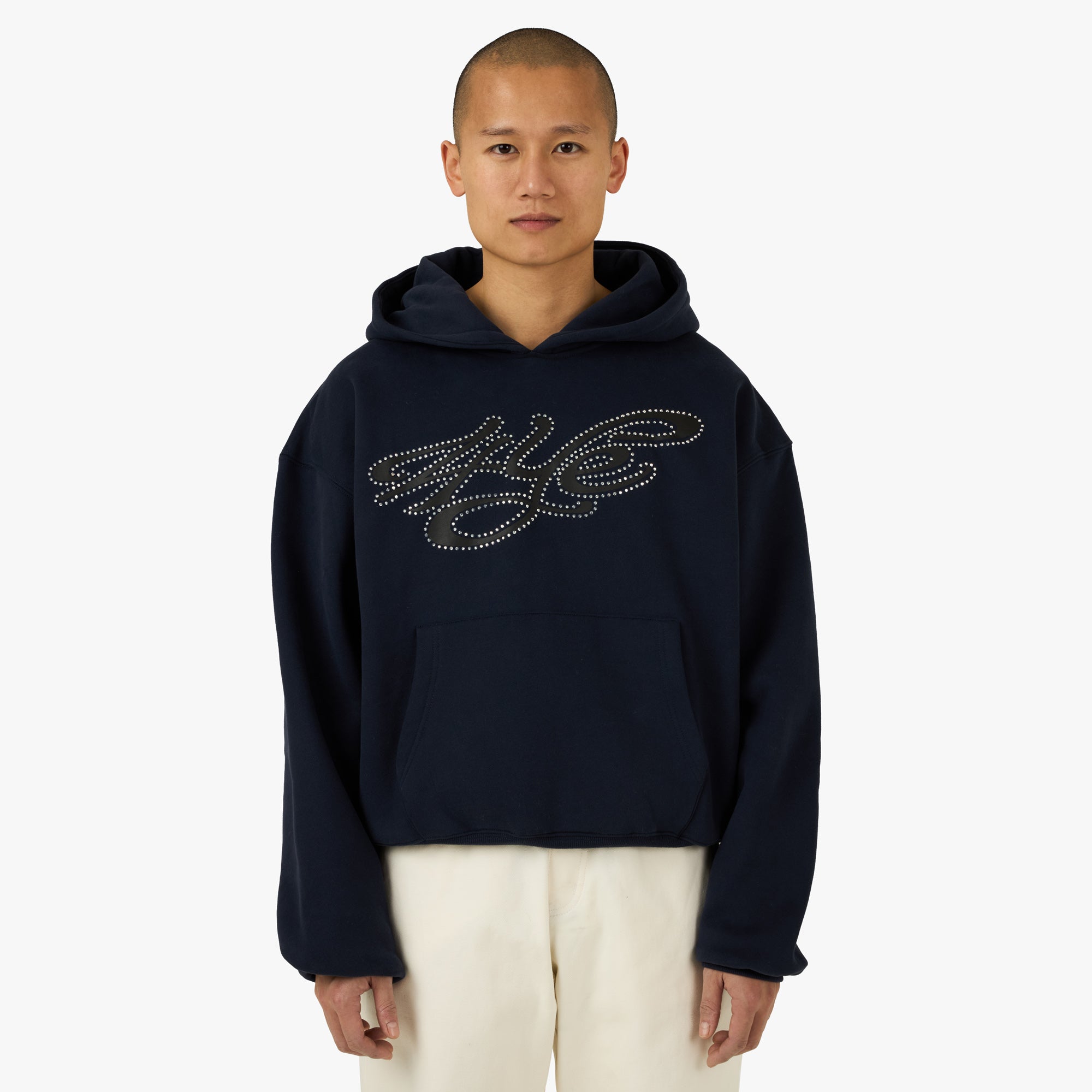4YE Signature Rhinestone Hoodie Navy – Livestock