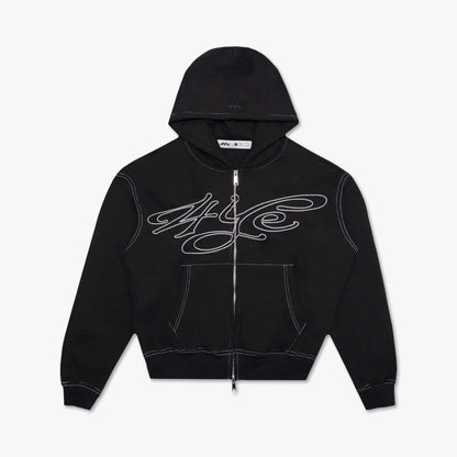 4YE Signature Zip Hoodie Black/White