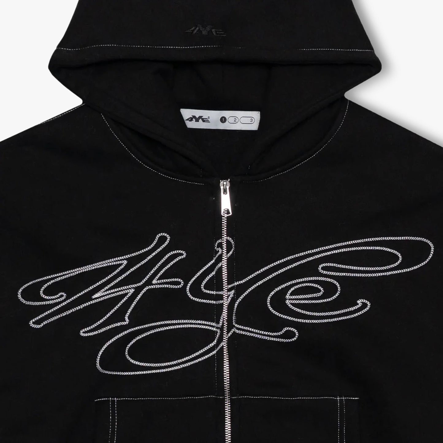 4YE Signature Zip Hoodie Black/White