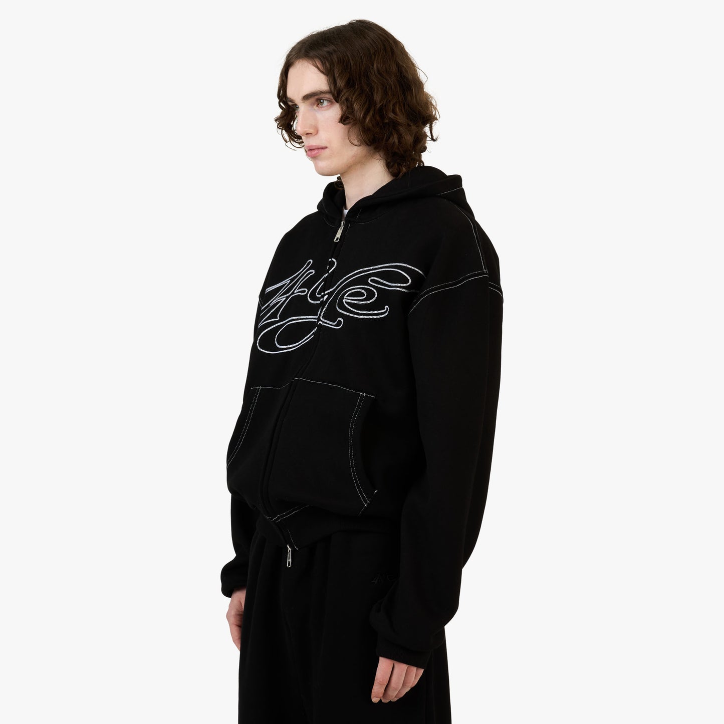 4YE Signature Zip Hoodie Black/White