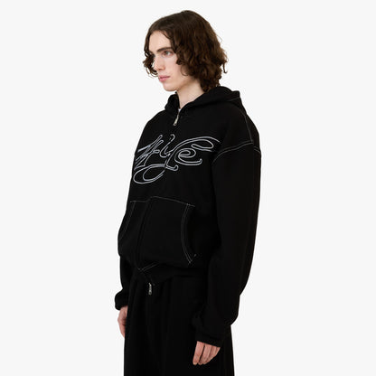 4YE Signature Zip Hoodie Black/White