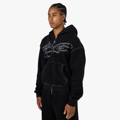 4YE Signature Zip Hoodie Black / White
