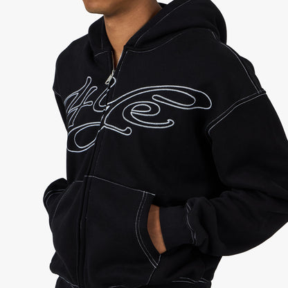 4YE Signature Zip Hoodie Black / White