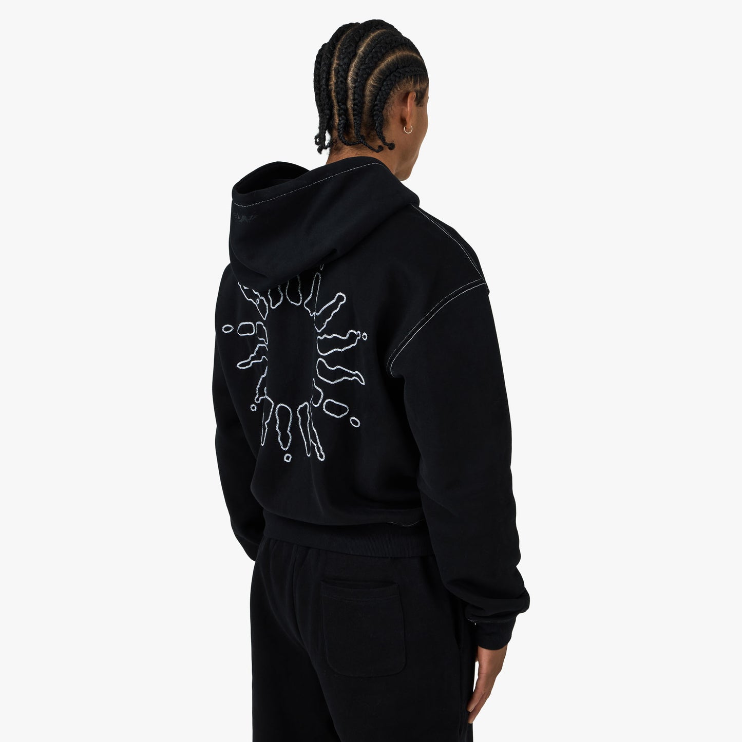 4YE Signature Zip Hoodie Black / White