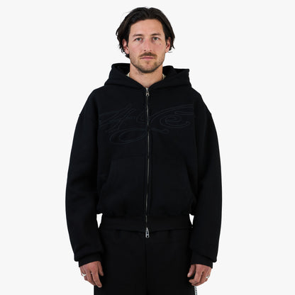 4YE Signature Zip Hoodie Black / Black