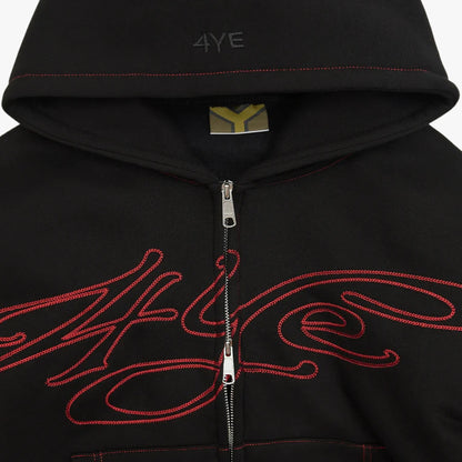 4YE Signature Zip Hoodie Black / Red