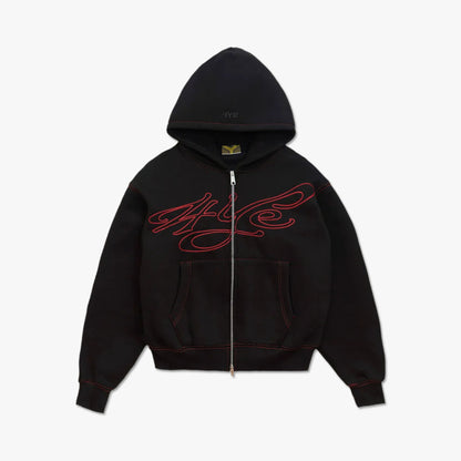 4YE Signature Zip Hoodie Black / Red