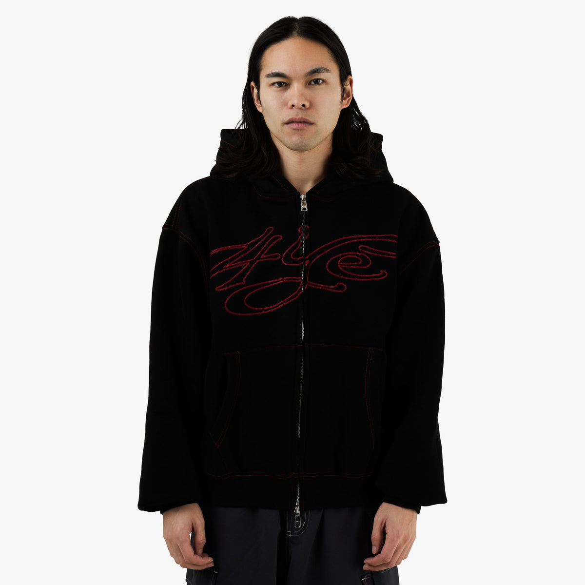 4YE Signature Zip Hoodie Black / Red
