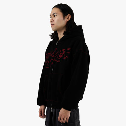 4YE Signature Zip Hoodie Black / Red