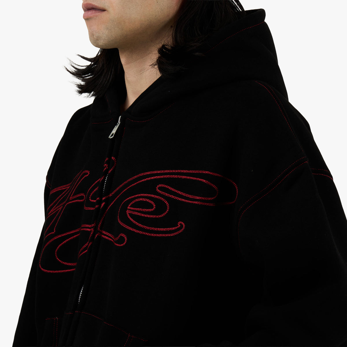 4YE Signature Zip Hoodie Black / Red