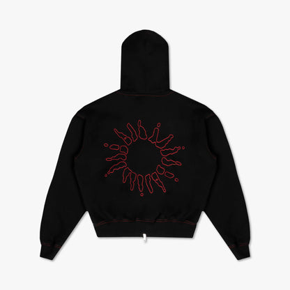4YE Signature Zip Hoodie Forrest Black / Red