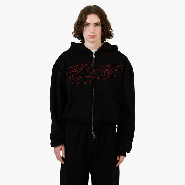 4YE Signature Zip Hoodie Forrest Black / Red – Livestock