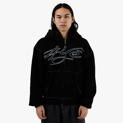 4YE Signature Zip Hoodie Black / White