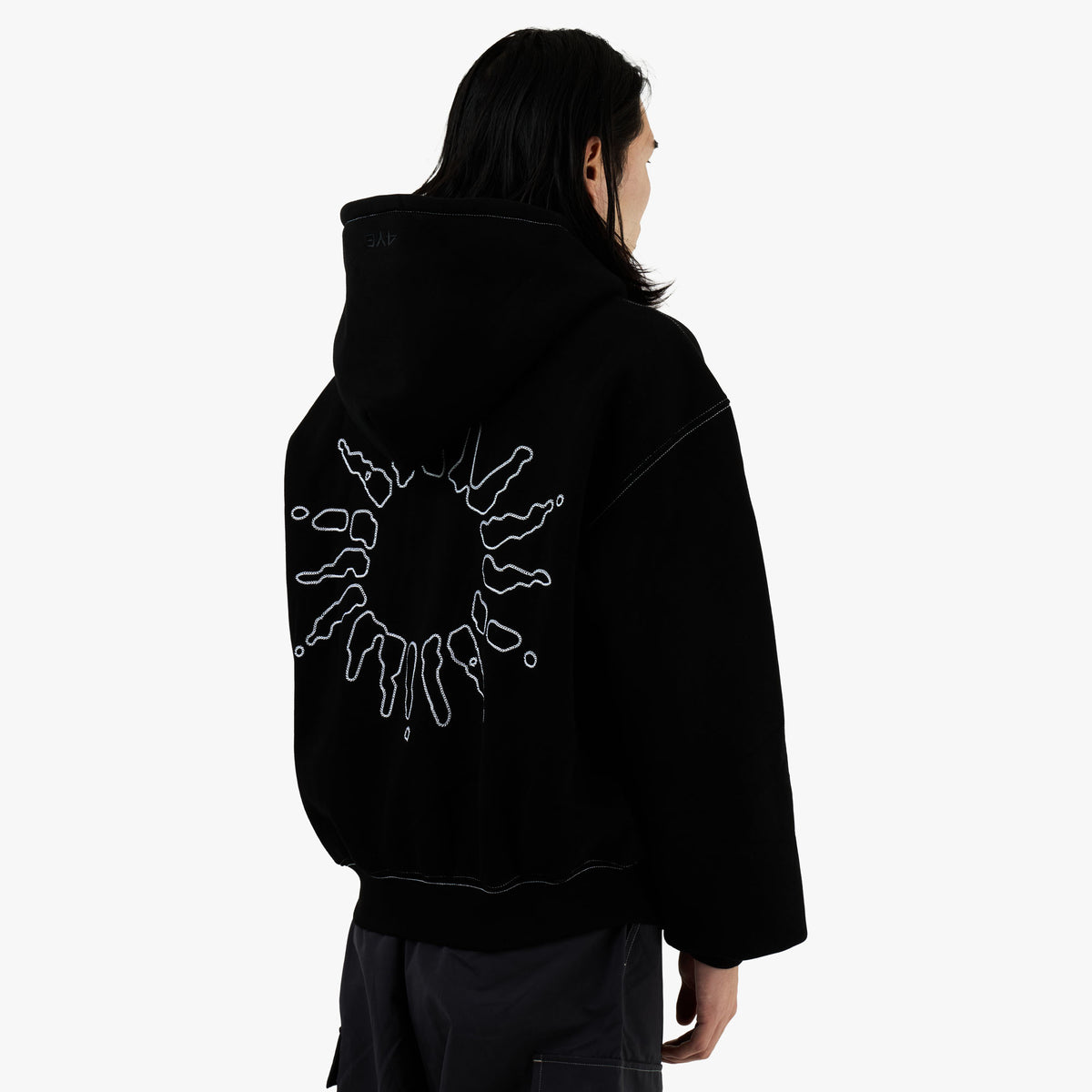 4YE Signature Zip Hoodie Black / White