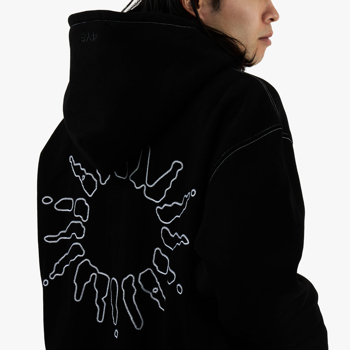 4YE Signature Zip Hoodie Black / White