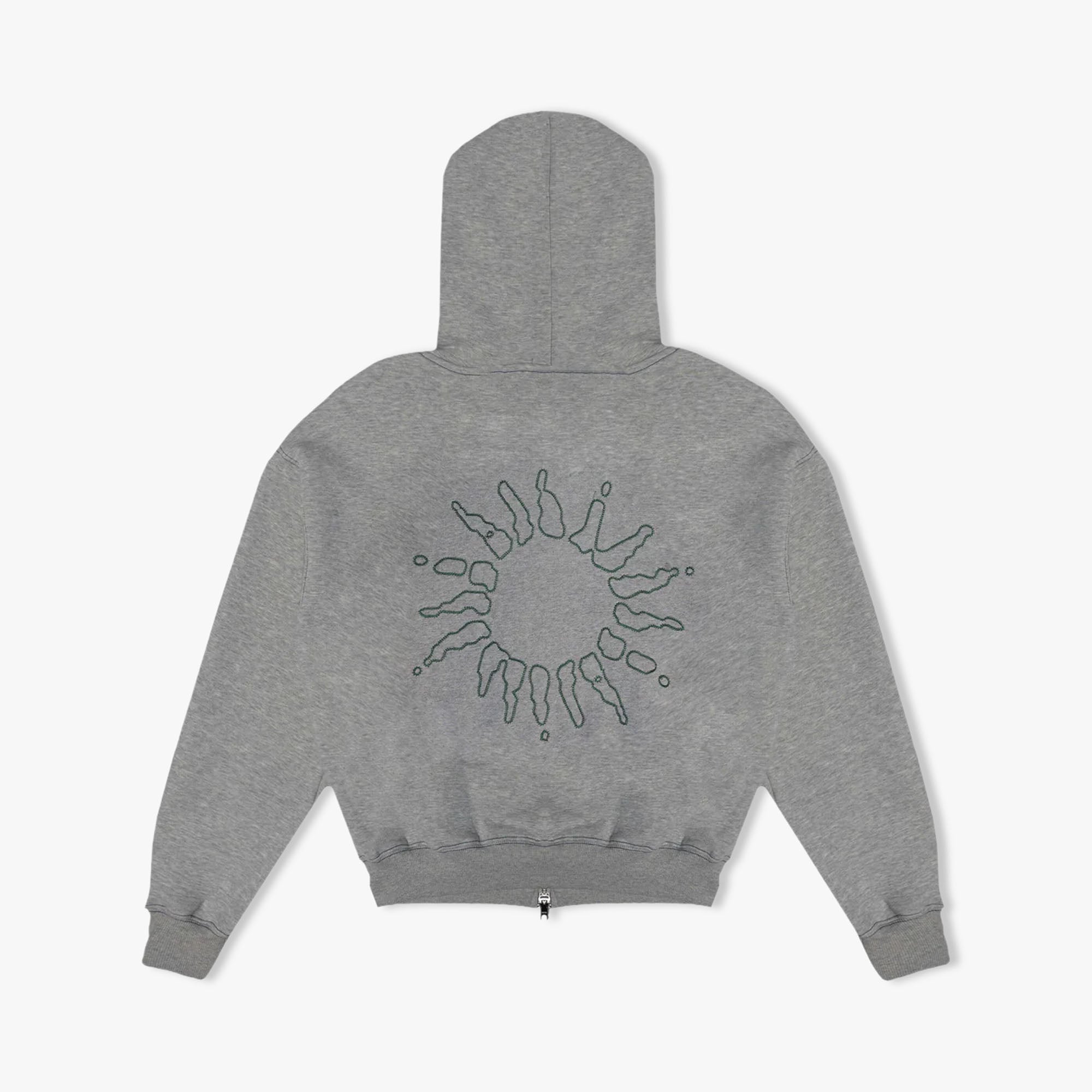 4YE Signature Zip Hoodie Medium Grey / Forrest Green | Livestock