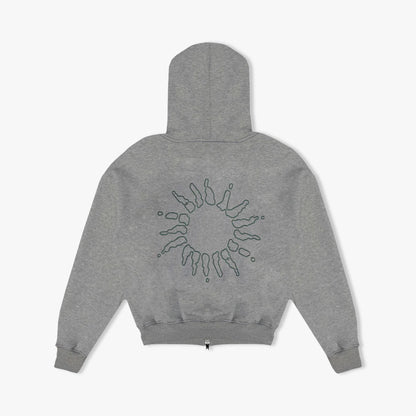 Sweat à capuche zippé 4YE Medium Grey / Forrest Green