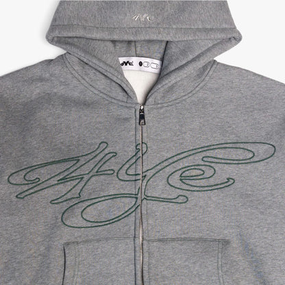 Sweat à capuche zippé 4YE Medium Grey / Forrest Green
