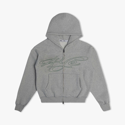 Sweat à capuche zippé 4YE Medium Grey / Forrest Green