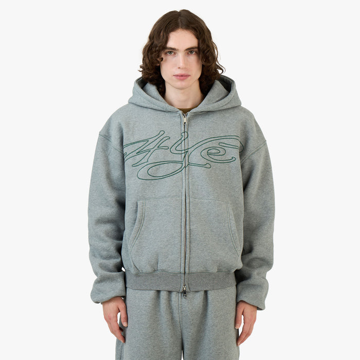4YE Signature Zip Hoodie Medium Grey / Forrest Green 1