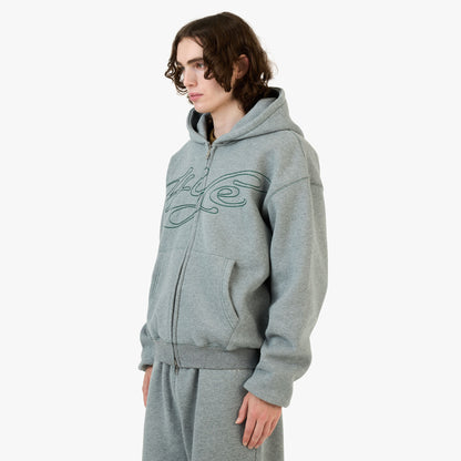 Sweat à capuche zippé 4YE Medium Grey / Forrest Green