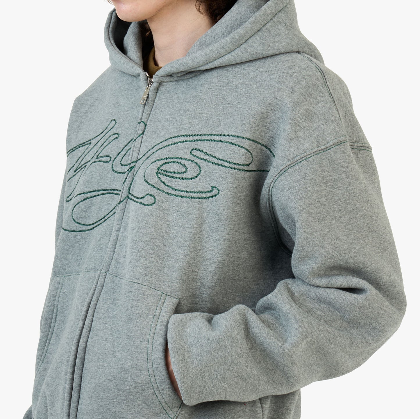 Sweat à capuche zippé 4YE Medium Grey / Forrest Green