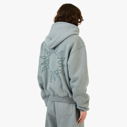 Sweat à capuche zippé 4YE Medium Grey / Forrest Green