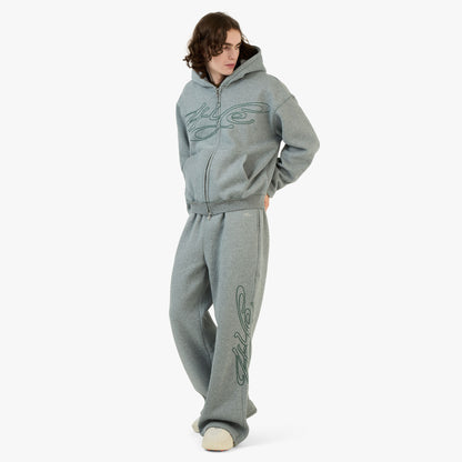 Sweat à capuche zippé 4YE Medium Grey / Forrest Green