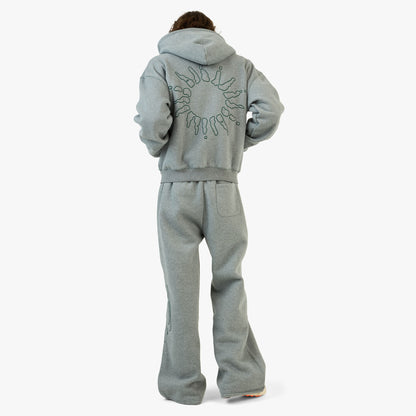 Sweat à capuche zippé 4YE Medium Grey / Forrest Green
