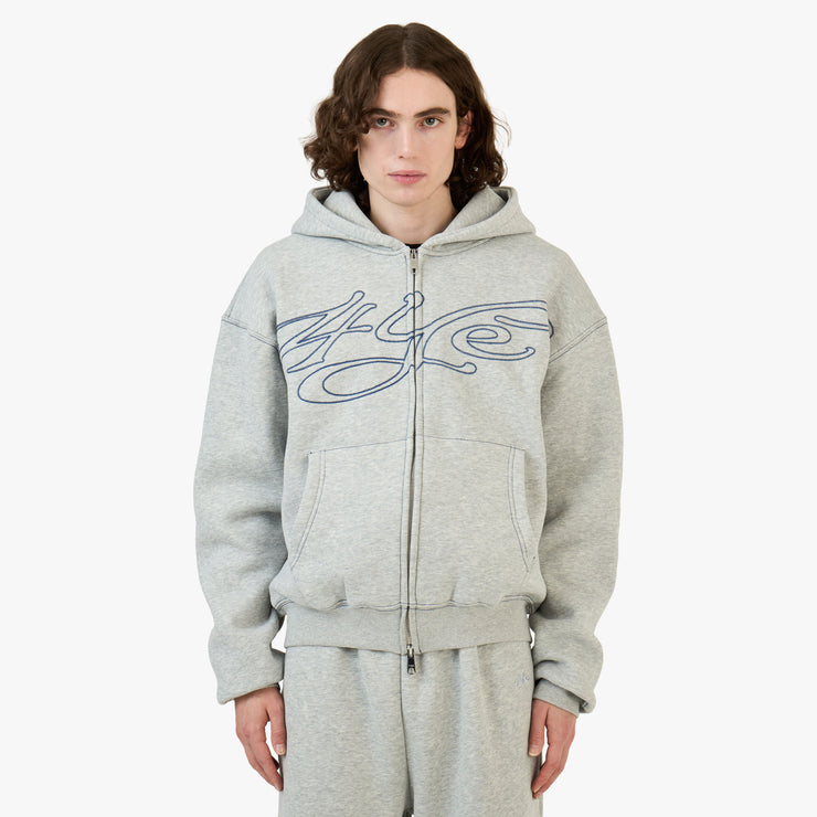 4YE Signature Zip Hoodie Light Heather Grey 1