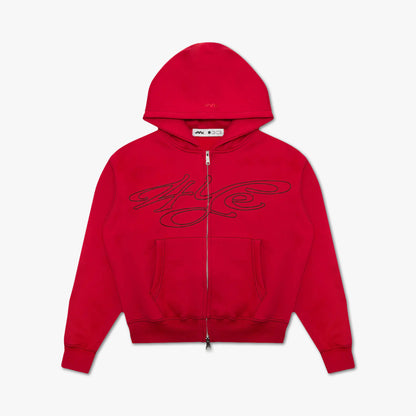 Sweat à capuche zippé 4YE rouge / noir
