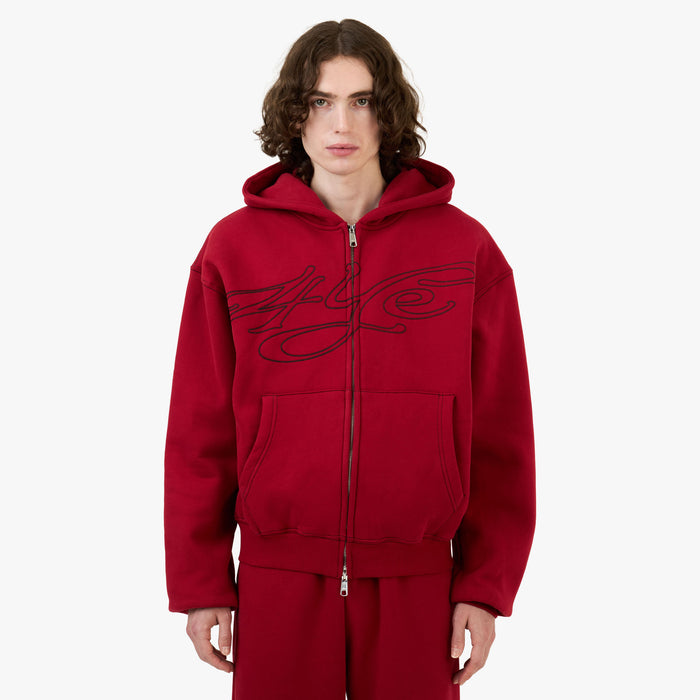 Sweat à capuche zippé 4YE rouge / noir 1