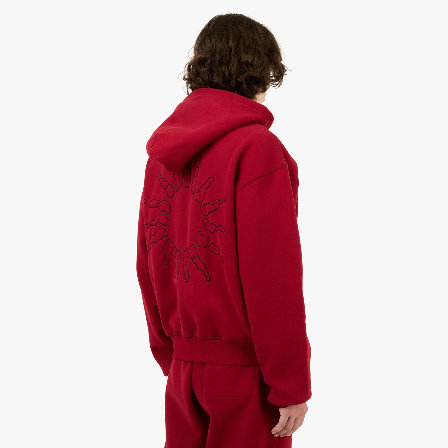 Sweat à capuche zippé 4YE rouge / noir