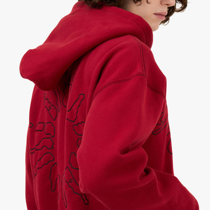 Sweat à capuche zippé 4YE rouge / noir