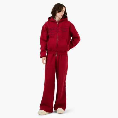 Sweat à capuche zippé 4YE rouge / noir