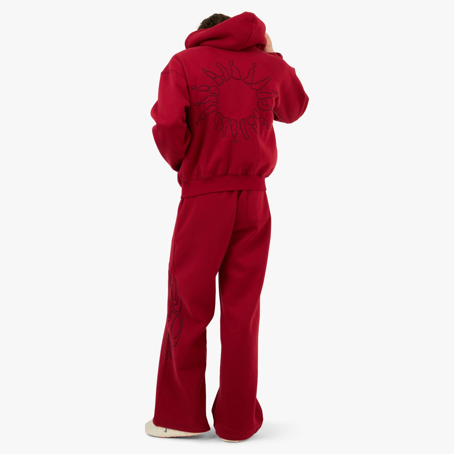 Sweat à capuche zippé 4YE rouge / noir