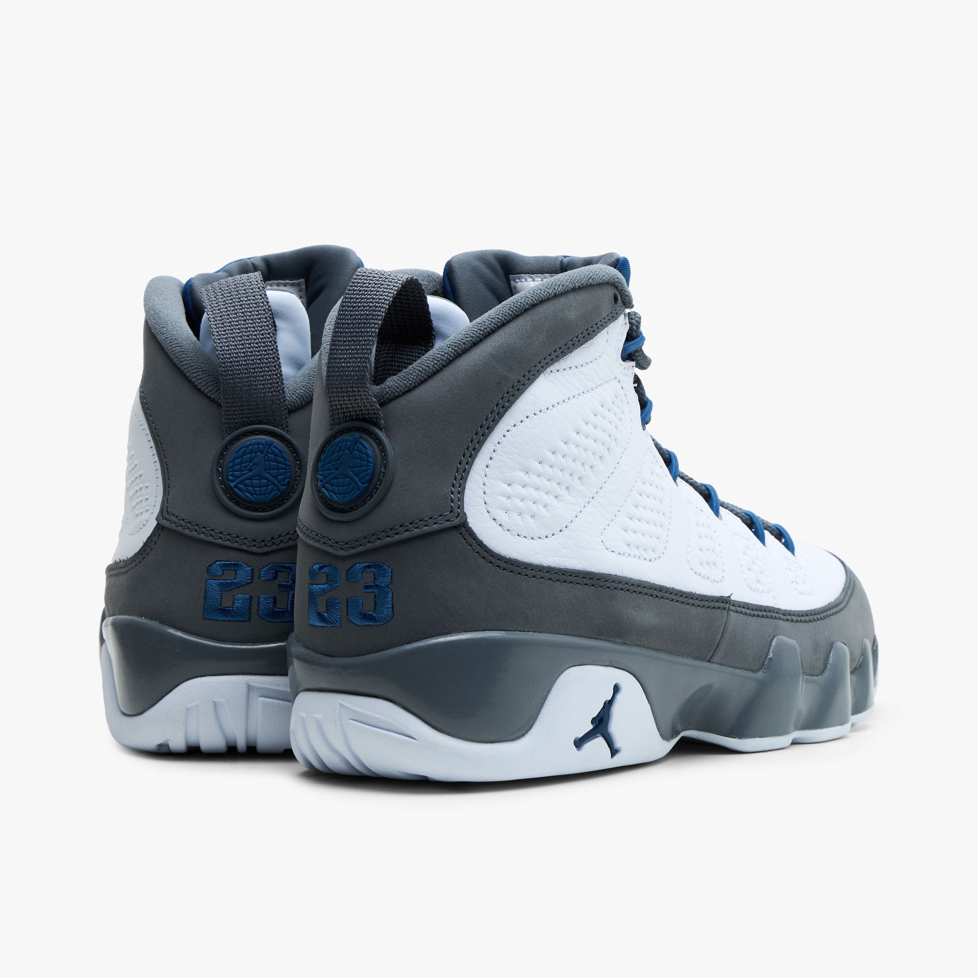 Jordan 9 Retro White / French Blue - Flint Grey | Livestock