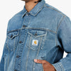 Carhartt WIP Veste Helston Bleu / Délavage Destroy - Effet éclaboussé 4