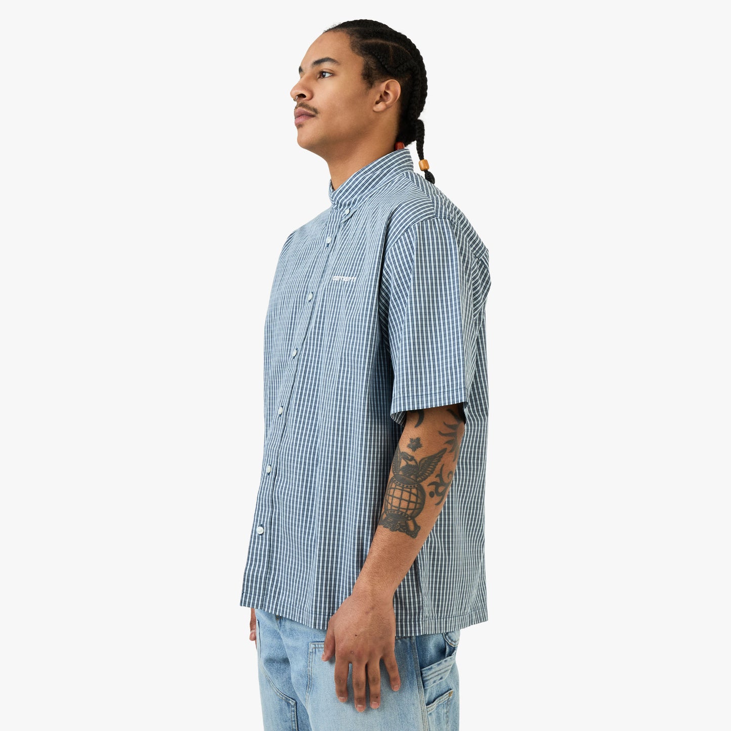 Carhartt WIP Chemise à Manches Courtes Groff Motif Carreaux Groff / Blue River