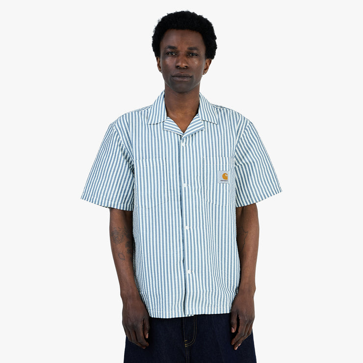 Carhartt WIP Leavel Shirt Leavel Stripe / Blue River - Wax 1